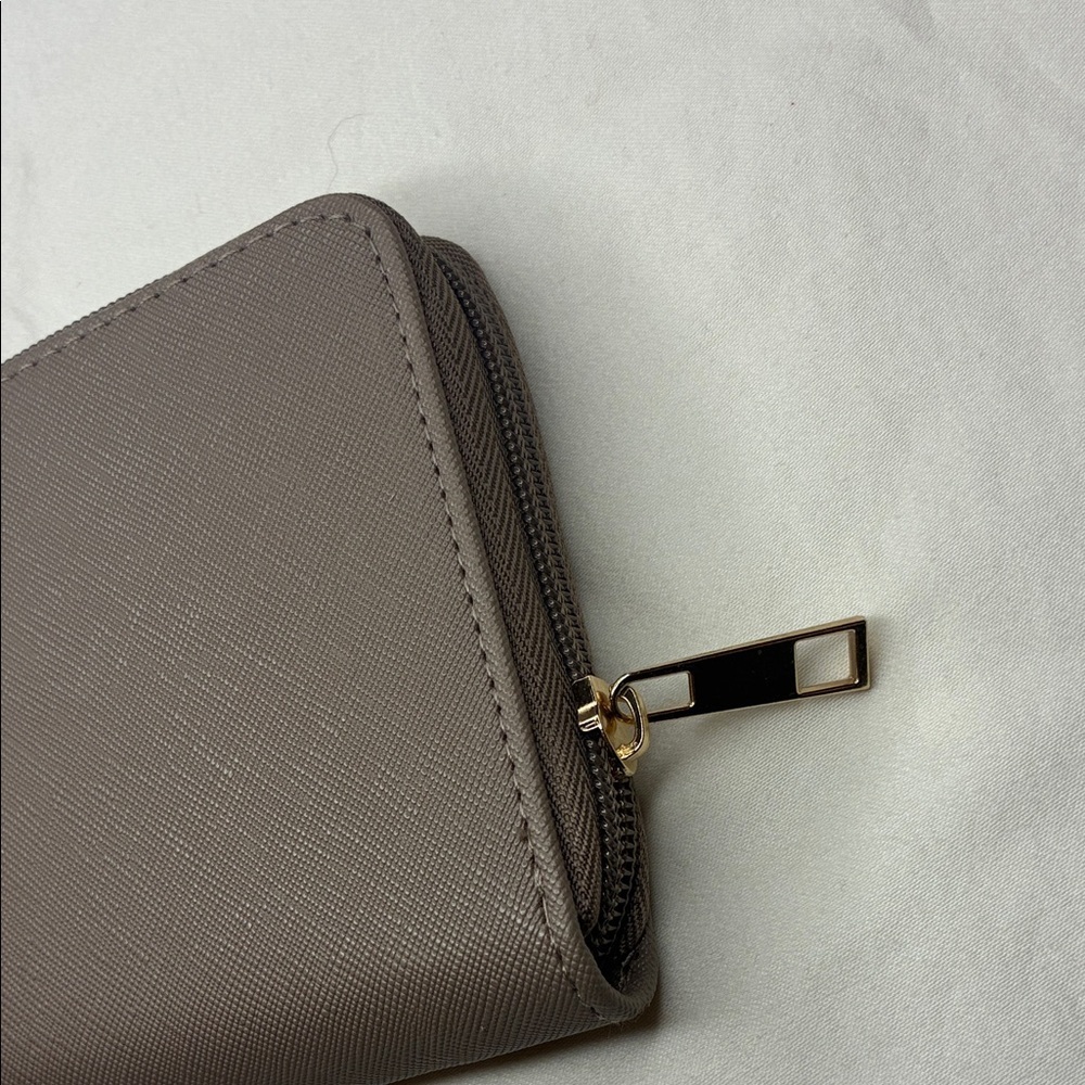 Lulu Taupe Beige Zip Close Wallet 8” x 4.5” - Picture 6 of 9